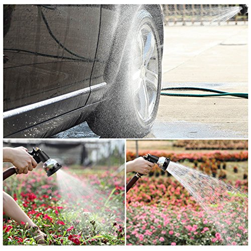 fourHeart Garten Handbrause 9 Funktionen Gartenschlauchdüse Multifunktionale Gartenbrause mit Metall Pistolengriff, Perfekt zum Bewässern des Gartens, Baden von Tieren, Waschen des Autos, Reinigen des Pools – Schwarz - 8