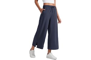 CRZ YOGA Lätta, vida byxor med kort ben 25" | Casual, Resor, Bekväm, Mjuk, Delad, Lös passform, Fickor, För kvinnor