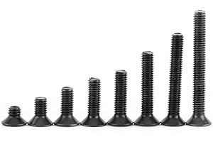 WALFRONT 200pcs Boulon Vis Tête Fraisée Hexagonale en Acier Inoxydable Niveau 12.9 avec Boîte de Rangement M3*4/6/8/10/12/16/20/25mm