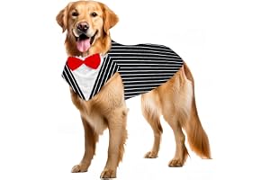 KILLERWHALE Polyester Killerwhale Dog Tuxedo Dress Suit Bandana Set, Bow tie, Wedding Party Suit, for Small Medium Large, Male and Female Dogs Golden Retriever, Labrador, shitzu, Pug (M), 1 Count