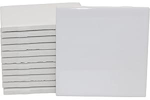 CREATIVE HOBBIES 12 Stück glänzende, weiß glasierte Keramikfliesen für Alkoholtinte, Malerei, Dekoration, Kunst und Handwerk, 10,7 x 10,7 cm, quadratisch, fertig zum Bemalen