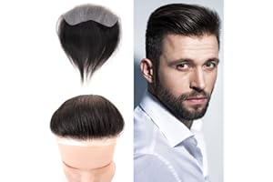 Lordhair Parrucca Uomo PU Frontale,100% Remy Human Hair per Protesi Capelli da Uomo,Toupee European Human Hair Pieces For Men