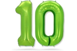 FUNXGO Palloncino Numero 10 verde - Palloncini Compleanno 10 Anni - Palloncino 10 Anni Compleanno - Decorazioni Compleanno - Vola con l'Elio - Feste Decorazione di Compleanno Palloncino 10 verde