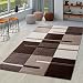 Produktbild T&T Design Moderner Wohnzimmer Teppich Braun Beige Creme Karo Muster mit Konturenschnitt, Größe:240x330 cm