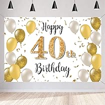 ESSENTIVAL 40. Geburtstag Banner - Gold Glitzer Deko Für Jubiläumsfeier