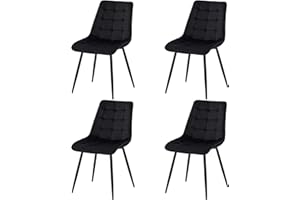 GrandCA HOME 4er-Set Esszimmerstühle, gepolsterte Stühle mit Samtbezug und Metallbeinen, Moderne Küchenstühle für das Esszimmer, Schwarz