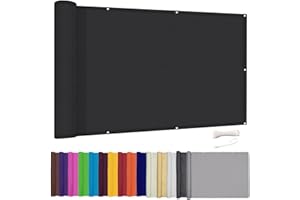 Lingle888 Balkon Sichtschutz PB2 PES blickdichte Balkonumspannung mit Ösen und Kabelbinder 8 Tage geliefert - in div.20 Größen & 14 Farben 420D(Schwarz,0.5x2m)