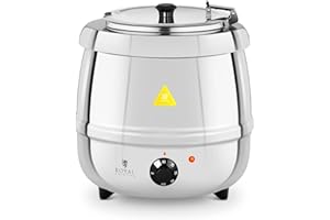 Royal Catering Electric Soup Kettle Commercial Soup Warmer Pot Restaurant Buffet Chili Sauce Stew Stainless Steel 10L RCST-10SB (30-85°C, 400W, Stainless Steel Insert, Lid, Overheat Protection)