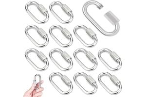 AISHOW 14 Stück Karabiner Schraubverschluss M4 Schraubkarabiner Edelstahl 304 Schraubverbinder Kettenglied Karabiner Rapid-Glied Schraubkarabiner Klein