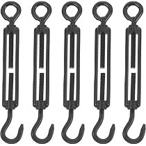 Produktbild von 4x Wantenspanner M6 Edelstahl Schwarz – Haken-Haken, Für Wäscheleine, Sonnensegel & Lichterketten