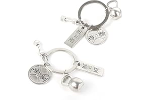 dafuhao 2 breloczki do kluczy z krążkiem do hantli, fitness, do studia fitness, breloczków do kluczy, dla mężczyzn, kobiet, dzieci, jako prezent, pamiątka, srebro, jeden rozmiar