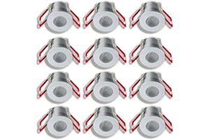 ‎LEDUX LEDUX LED-Einbauleuchten Set (12 Stück) - 3W Premium Mini-LED-Einbaustrahler - Wasserdichte LED-Mini-Spots (IP65), Warmweiß 3000K, Dimmbar - (Silber) [Energieklasse F]