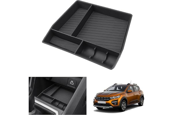 GAFAT Dacia Sandero 3/Stepway 3/Dacia Jogger 2025 2026-2021 Boîte de Rangement pour Console Centrale, Sandero 3 Stepway Organiseur Plateau Inférieur de Console Centrale, Dacia Sandero 3 Accessoires