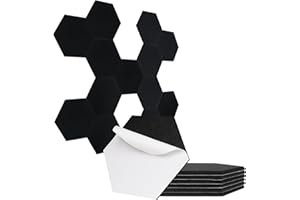 SUZAO Hexagon Akustikpaneele Selbstklebend 12 Stück, 230 kg/m³ Hohe Dichte Schallabsorber 30*26*1cm Akustikplatten, Schallschutz Wand für Aufnahmestudios, Musikstudios, Büros, Konferenzräume,Heimkinos