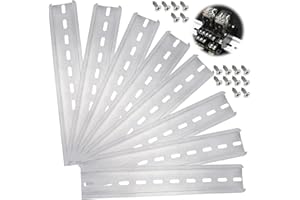 PLCatis Lot de 8 Rails DIN Aluminium Fendu 35 x 200 MM Rail DIN Montage en Forme de U pour l’Installation du Electrique Disjoncteur Contacteur - Argent