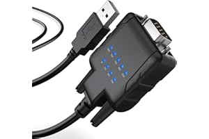 dynattenik Terminus-9A Adaptateur USB vers Série RS232 (Connecteur DB9) avec 9 LEDs De Statut – pour Automatisation Industrielle & Laboratoires – Compatible Windows 11, MacOS 15