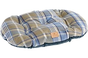 Ferplast Cojín Acolchado Para Perros Y Gatos Scott 78/8, Doble Cara, Escocés, Suave Terciopelo, Lavable, Azul, L