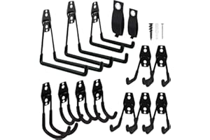 Remiawy Garage Hooks, 14 Pack Heavy Duty Garage Storage Hooks Steel Tool Hangers for Wall Mount Utility Hanger with Anti-Slip Coating for Garden Tools, Ladders, Bikes, Bulky Items