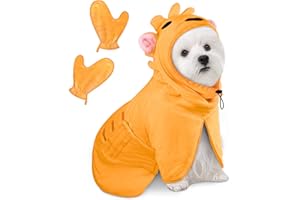 Bibykivn Albornoz para Perros y Gatos de Microfibra, Toalla Ajustable de Secado Rápido con Velcro, Absorbente para Baño o Lluvia (Naranja, S)