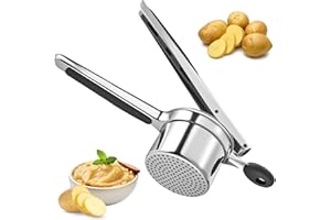 Vihoom Schiacciapatate, Schiacciapatate Acciaio Inox con Impugnatura Ergonomica in Silicone, Passatelli Attrezzo per Purè di Patate, Frutta, Verdure e Bébé