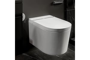 YUANNY WC Suspendu Céramique Smart Toilette avec Fonction Bidet, Installation Complète avec Télécommande Abaissement Buse Autonettoyante, Fonction Chauffage et Séchage du Siège, Toilette intelligent