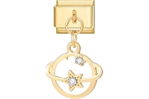 Hoomall Italian Charm Bracelet Charms mit Anhänger Armband Fußkettchen Halskette Charms 10x9mm Gold Edelstahl Italian Charms DIY Modul Charm Abnehmbare Schmuck