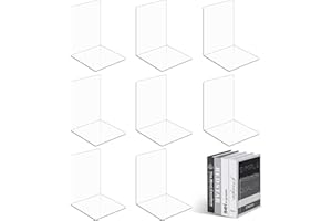 UCAMP 8 Pezzi Fermalibri per mensole,Fermalibri in Acrilico Trasparente,reggi libri per libreria,fermalibri per mensole trasparenti in acrilico,per Scuola,Ufficio e Casa