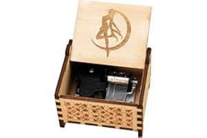 Youtang Caja de música Sailor Moon con mecanismo de cuerda de 18 notas, caja de música de madera grabada, reproducción de luz de luna, color marrón