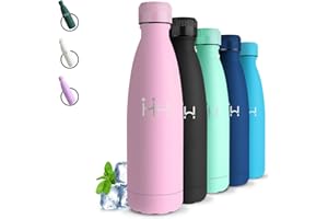 GRSTA Botella Agua Acero Inoxidable, 500ml Botella Termica, A Prueba de Fugas, Cantimplora Infantil, Doble Aislamiento, Cantimplora Acero Inoxidable, para la Escuela, Cafetería, Viajar, Cámping, Oficina