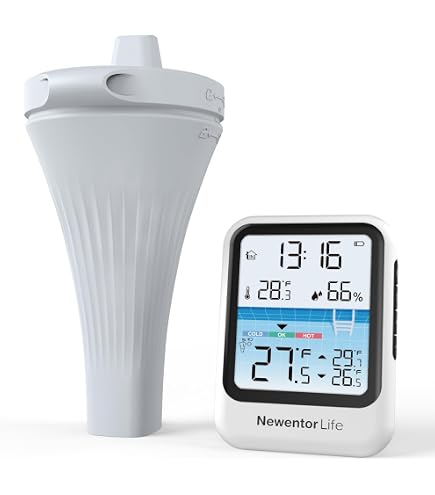 BALDR Rechargeable Wireless Pool Thermometer - Dual Screen Floating Thermometer For Pool, Hot Tub & Spa | Big Digit Display
