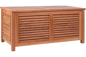 MR. DEKO® Exclusive Teak Chest for Garden, Patio, Balcony, Teak Wood Storage Box, 124 cm Wide, High-Quality Garden Box Made of Solid Teak Wood, Outdoor Wooden Chest, Weatherproof
