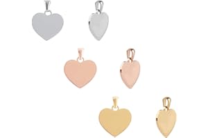 UNICRAFTALE Cuore Stamping Tag Vuoto Dorato Liscio Charm Ciondolo In Acciaio Inox Cuore Ciondolo In Metallo per Collana Creazione di Gioielli