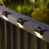 TechnoSmart Solar G&uuml;neş Enerjili Şarj Edilen K&ouml;şebent Merdiven Veranda Bah&ccedil;e Led Lamba Siyah (1Adet)