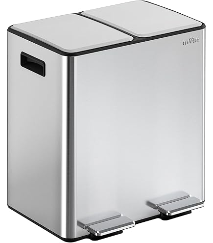 Poubelle Cuisine 36L Acier Inoxydable - Séparation Sec/humide, 2 Bacs, Filtre Anti-odeurs, Design Moderne