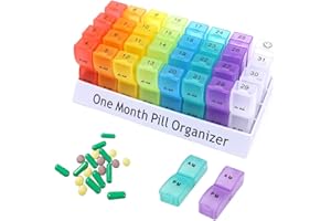 Inlefen Portapillole Mensile, 31 giorni AMPM giornaliero, 32 scomparti per ogni giorno, contenitore portapillole per contenere vitamine, integratori e farmaci