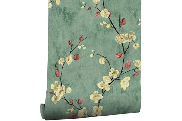myforHD Papel Pintado Autoadhesivo Flores Papel de Pared Papel Adhesivo para Muebles Removible Impermeable Estilo Retro Vinilo PVC Pegatina Decorativos Pared Salon Papel Pared Dormitorio