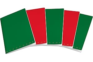 Pigna, Maxi Quaderno Monocromo Christmas edition, Copertina plastificata opaca, Formato 21x29,7, 5 Pezzi, colore Verde e Rosso, interno 1R, righe