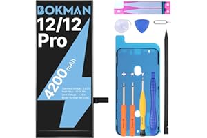 bokman Akku für iPhone 12/12 Pro, Hohe Kapazität 4200 mAh Lithium-Polymer-Akku mit Reparaturwerkzeugen