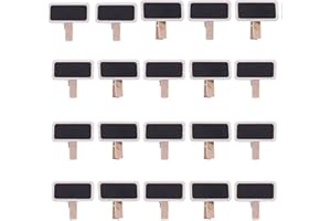 HPIANO 50 Mini Tableau Noir Bois Message Rectangle Ardoise A Pince Clip Carte Panneau Memos Etiquette Prix Marque Place Numero Table/Photo/Tags/Décoration Mariage