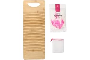 Jenngaoo Wooden Washboard, Household Thickened Washboard Rectangular Scrub Washboard Home Shop School