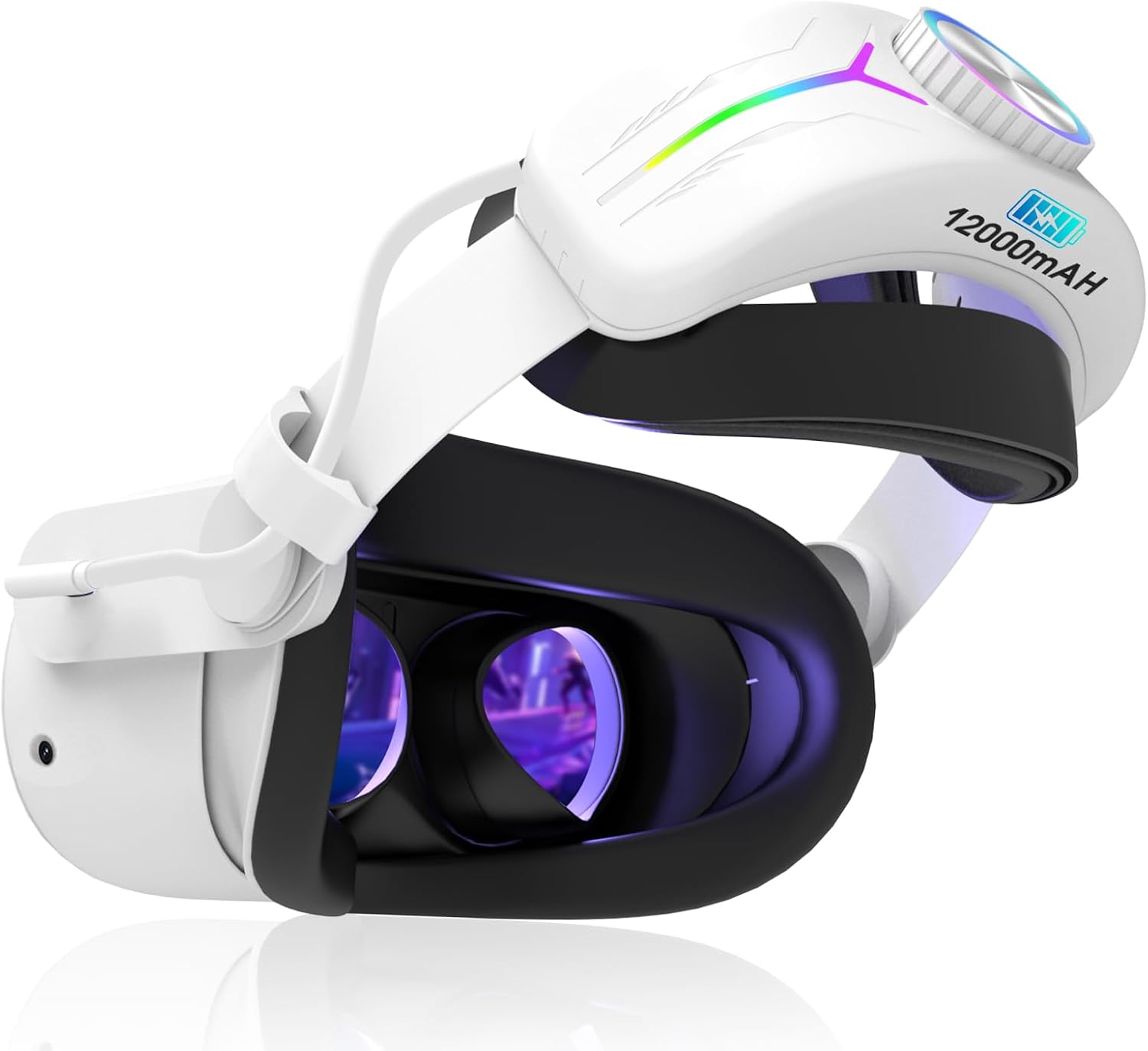 Eyglo Correa RGB Compatible Con Quest 3S - Repuesto Para Correa Elite Con Batería de 12000 mAh - Mayor Comodidad y Soporte - Accesorios de Realidad Virtual - Prolonga el Tiempo de Juego