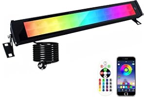 Indmird Reflektor RGB LED, 50 W, RGB, z pilotem zdalnym i Bluetooth, efekty LED, wodoszczelność IP66, inteligentne oświetlenie imprezowe dla DJ, dyskotek