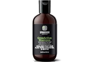 SPHAGNUM BOTANICALS Hair Growth Shampoo For Women - 100% Natural Sulfate Free Treatment with Healing Peat Mud for Thin and Damaged Hair - Argan Oil with Aloe Vera and Biotin to Prevent Hair Loss and Dandruff