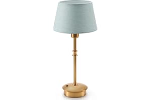 EGOBASIC Cordless Table Lamp Rechargeable, Small Portable Battery Operated Lamp with Dimmer, Touch Dimmable Lamp for Living Room, Bedroom, Dining, Outdoor, Restaurant, Linen Fabric, Antique Brass