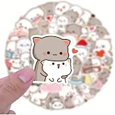 Ms Major Selection 50'Li Cute Peach Cat Stickers, Sticker Seti Laptop Notebook Tablet Sticker Seti