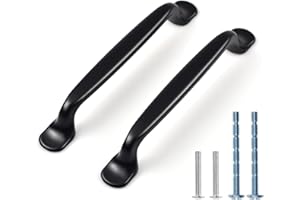 FunChaos 12 Pcs Noires Cuisine Poignée, Poignées de Meuble, Poignées de Placard, Poignées de Tiroir Avec 2 Vis De Taille, Parfait Pour Armoire De Meubles De Salle De Chambre (96mm)