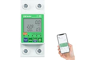 DEWIN inteligentny miernik, inteligentny miernik energii WiFi, licznik elektryczny, wyłącznik czasowy, wyłącznik z ochroną przed przepięciem i przepięciem 2P 63A AC 80-300V