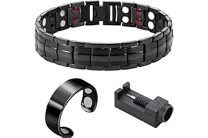 ZWWOGE Pulsera magnética para hombre, terapia magnética, drenaje linfático, acero de titanio, regalo elegante y moderno