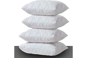 KURNI Pillow Protectors 4 Pack Cover White, Anti Allergy Zipped Pillows Protector, Quilted Pillow Case, Machine Washable, Dust & Mite Proof - 50 x 75cm