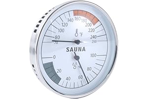 Tinoaly Termómetro Higrómetro para Sauna, Termómetro 2 en 1 Sauna Monitor de Temperatura y Humedad en Fahrenheit para Interiores Ideal Baños Vapor Infrarrojos Spas y Baños